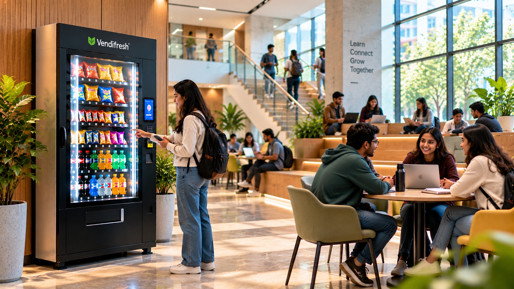 Vending machine in a university student lounge